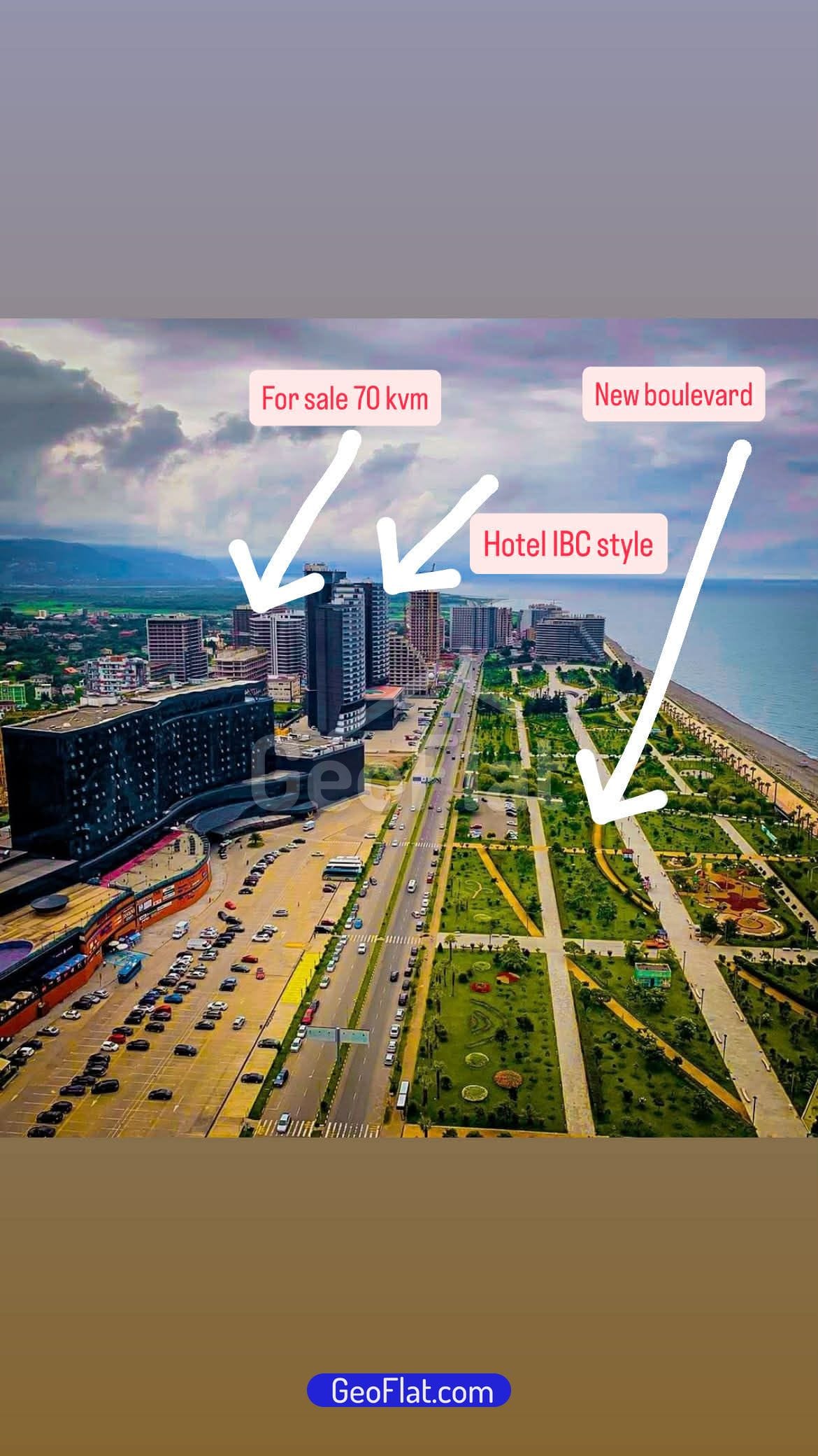 For sale: Apartment — 70 m², black-frame, 3-room (2-bedroom) on Grigol Eliava Street, Batumi — $63,000
